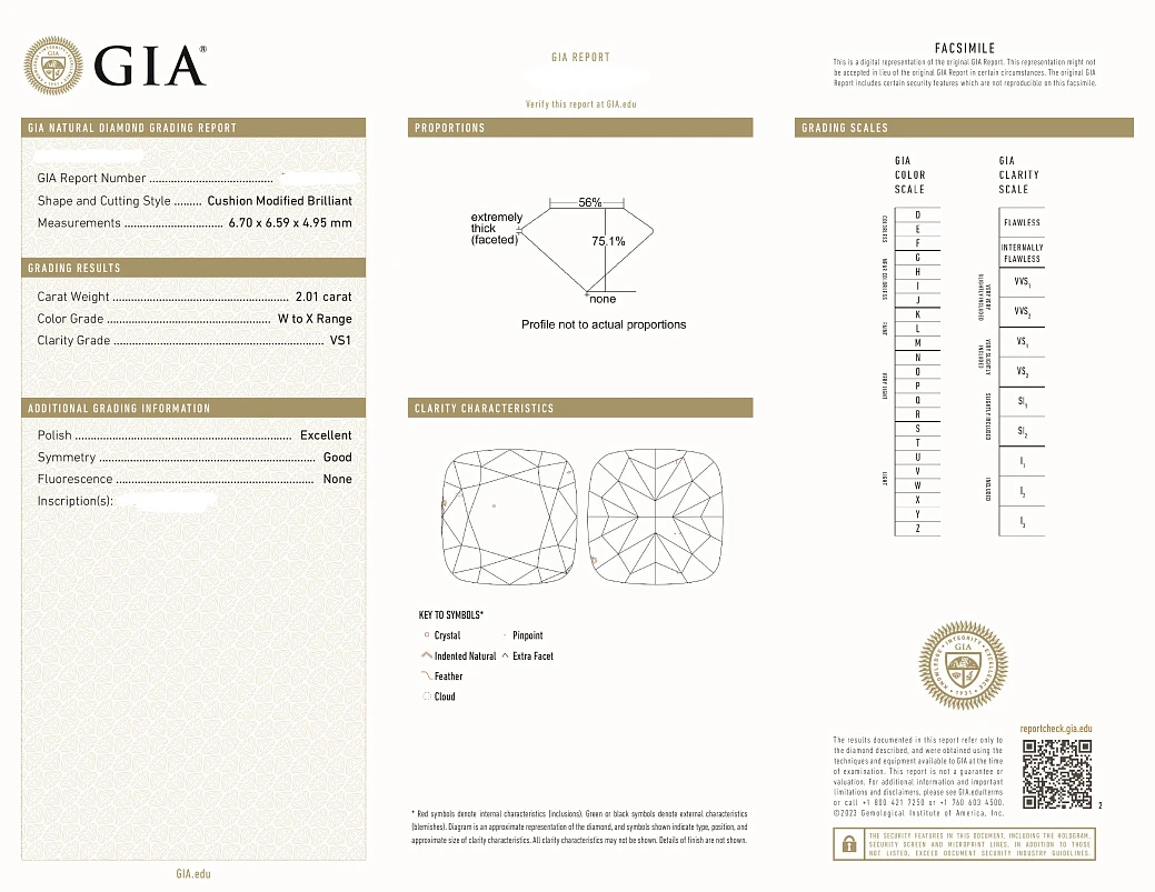 Украшение GIA  Кольцо С Бриллиантом 2,01 Ct. W To X/Vs1   