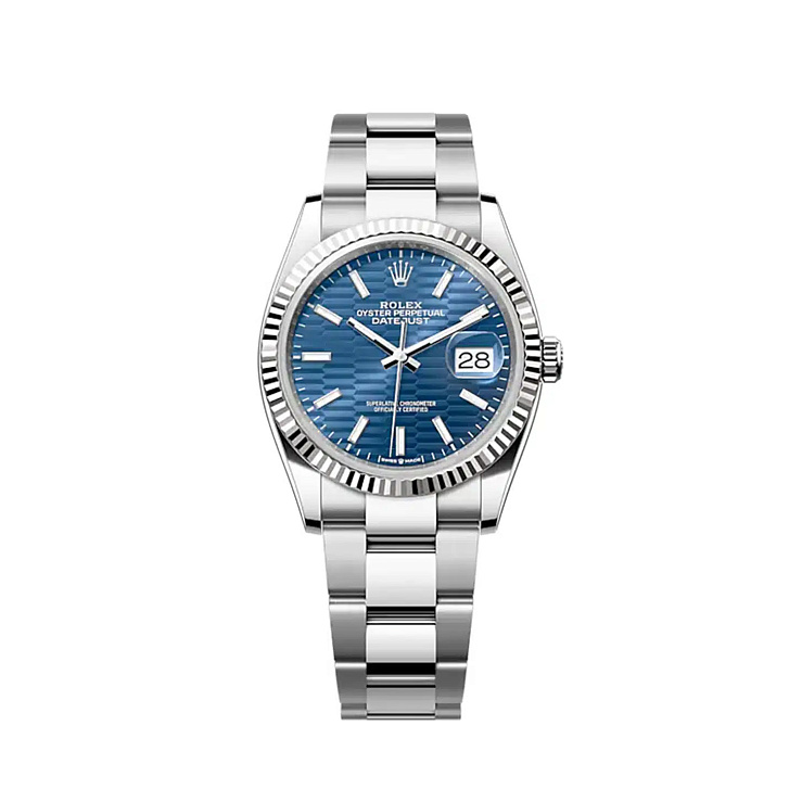 Часы Rolex  Datejust 36Mm Steel & White Gold Blue Fluted Motif Dial  126234