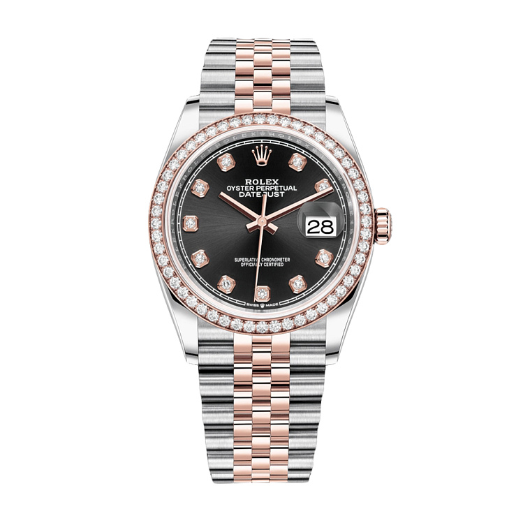 Часы Rolex  Oyster Perpetual Datejust 36 Mm Everose Rolesor Factory Diamonds 2021  126281RBR