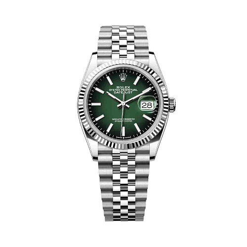 DATEJUST 36MM STEEL & WHITE GOLD GREEN OMBRE DIAL