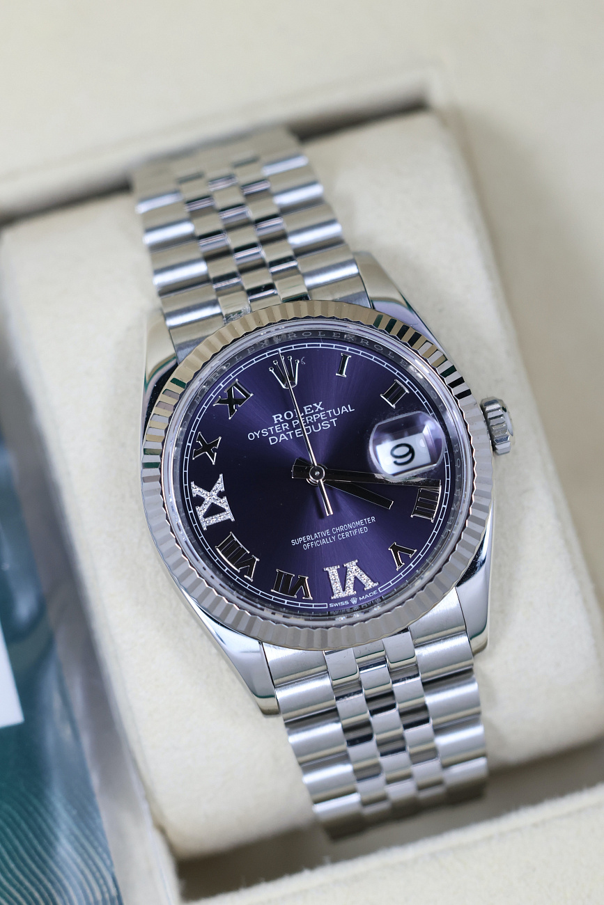 Часы Rolex  Datejust 36Mm Steel & White Gold Purple Dial Oyster  126234