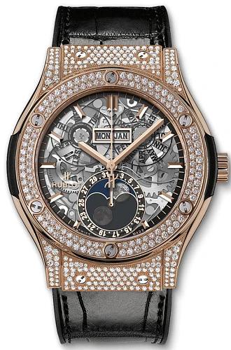 Заказать Hublot  Classic Fusion Aerofusion Moonphase King Gold Pave 45 Mm  517.OX.0180.LR.1704