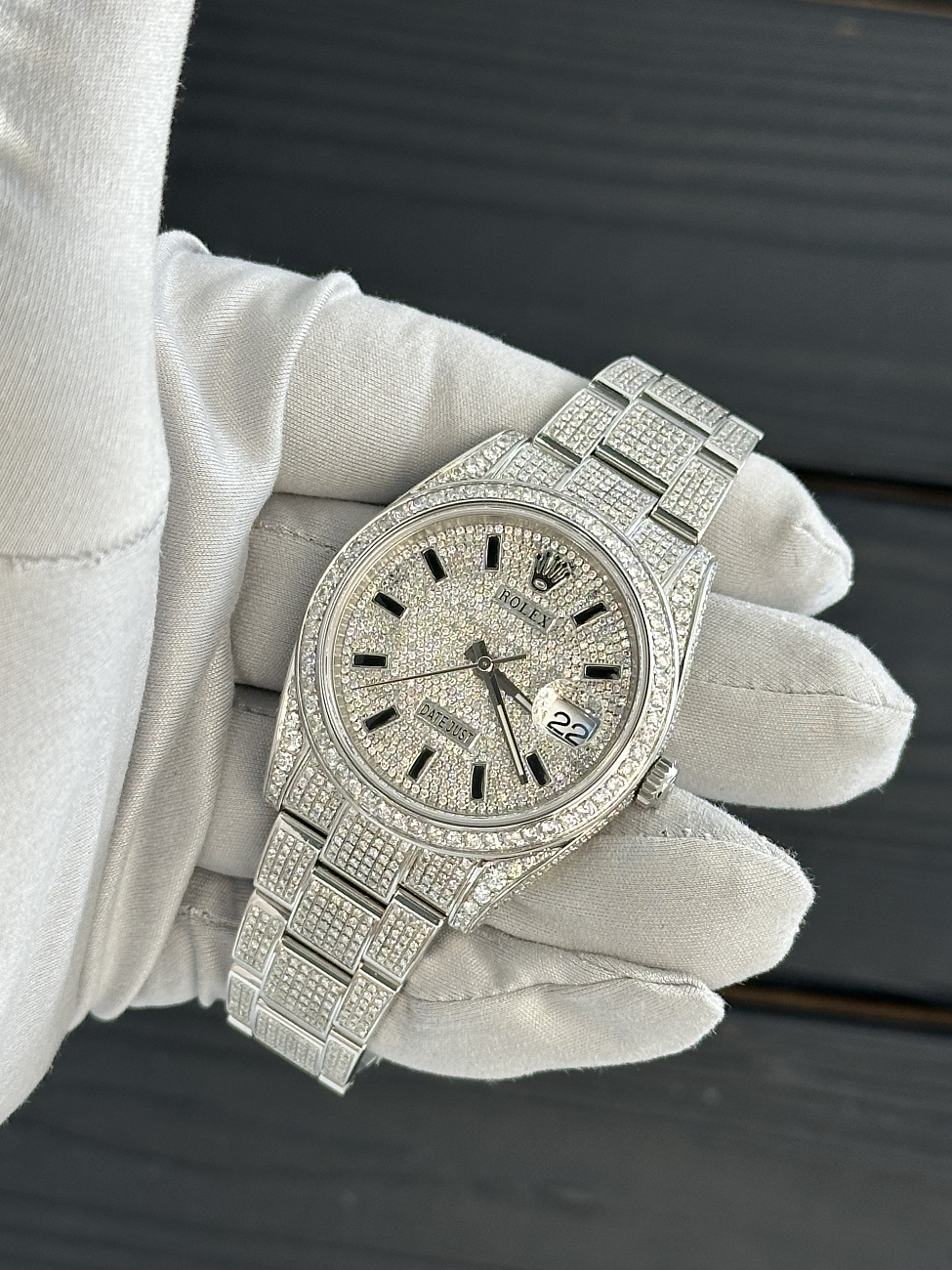 Часы Rolex  Datejust 41Mm Full Diamonds Custom  126300 FIX