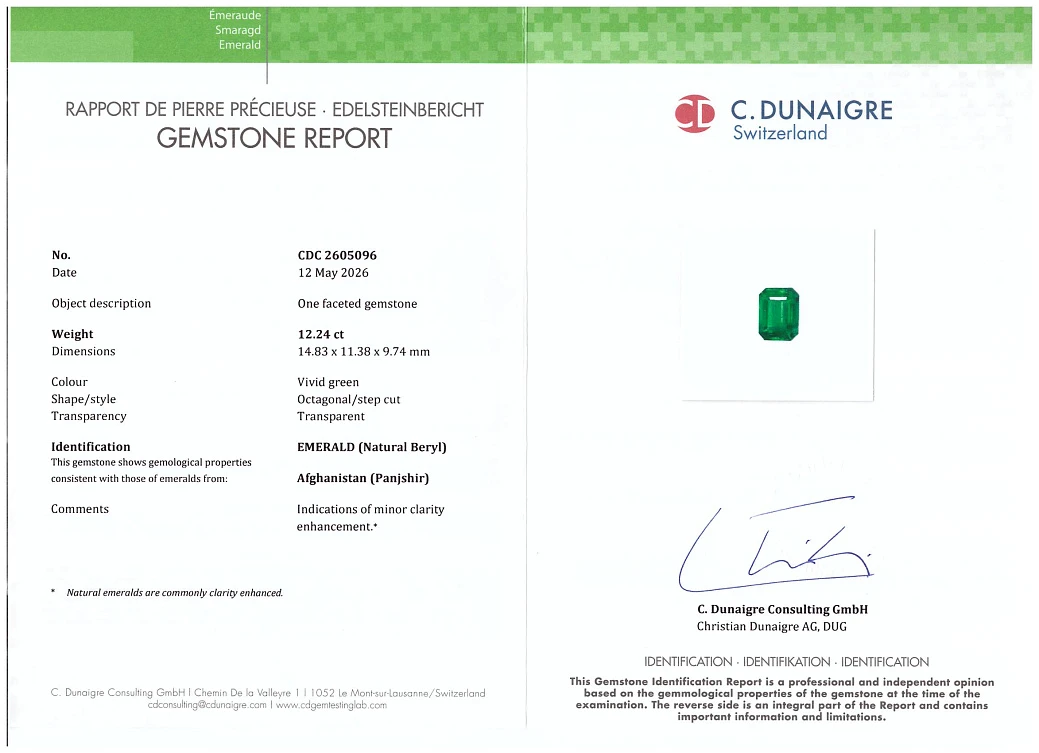Украшение GRS GemResearch Swisslab  Колье с изумрудом 12,24 ct.   