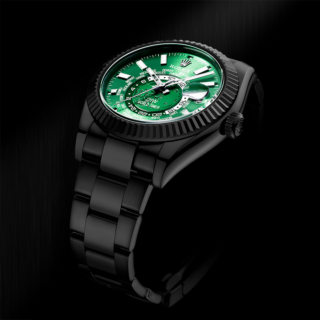 Rolex World Timer Black Dlc Green
