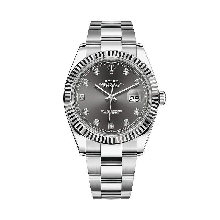 Часы Rolex  Datejust 41Mm Grey Dial Diamonds Oyster Bracelet  126334-0006