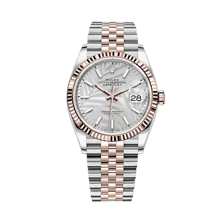 Часы Rolex  Datejust 36Mm Steel And Everose Gold Palm Motif Dial Fluted Bezel  126231