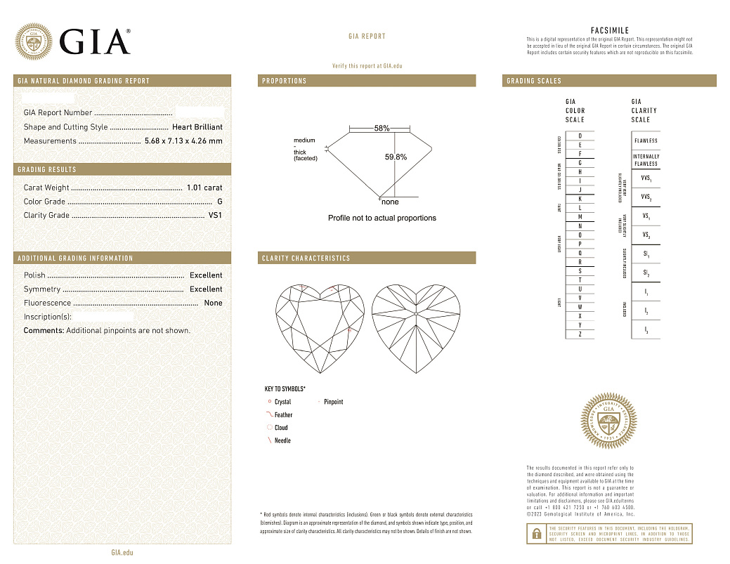 Украшение GIA  Серьги 1,01/1,01 ct. G-H/VVS2-VS1 (Heart Diamonds)   
