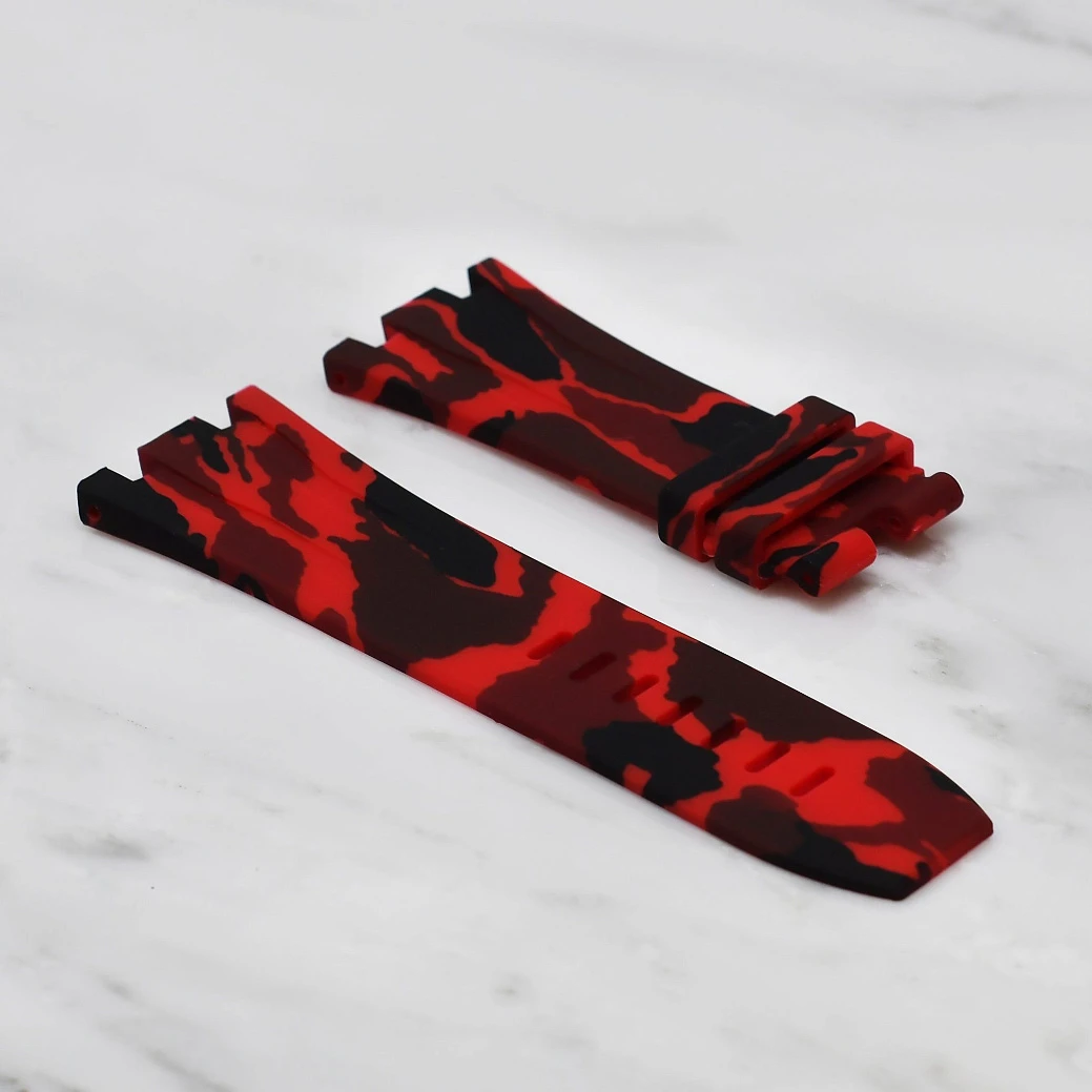 Часовой ремешок Audemars Piguet  Ремешок Для Часов Red Camo Ap Royal Oak Offshore 44Mm Strap  