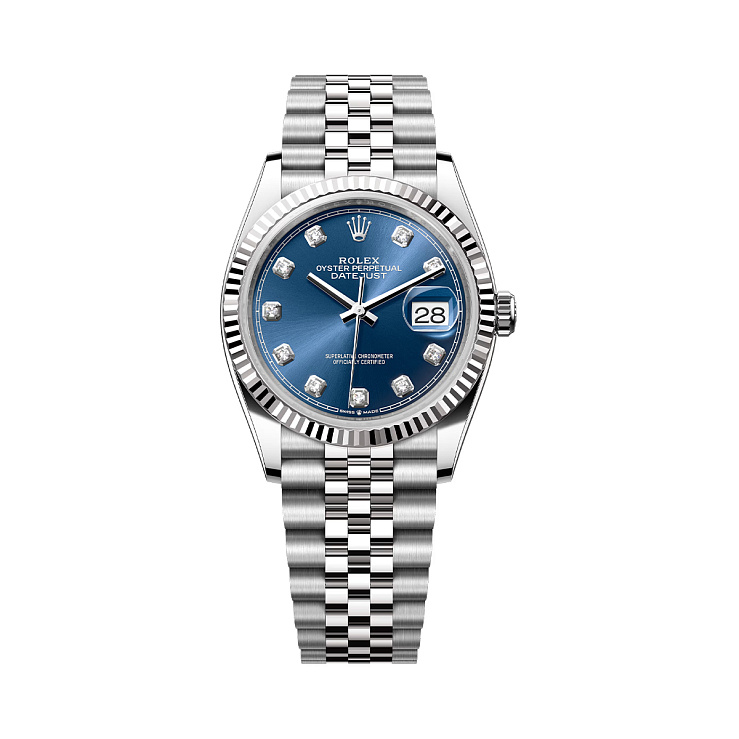 Часы Rolex  Datejust 36Mm Rolex Blue Dial Diamond Index  126234