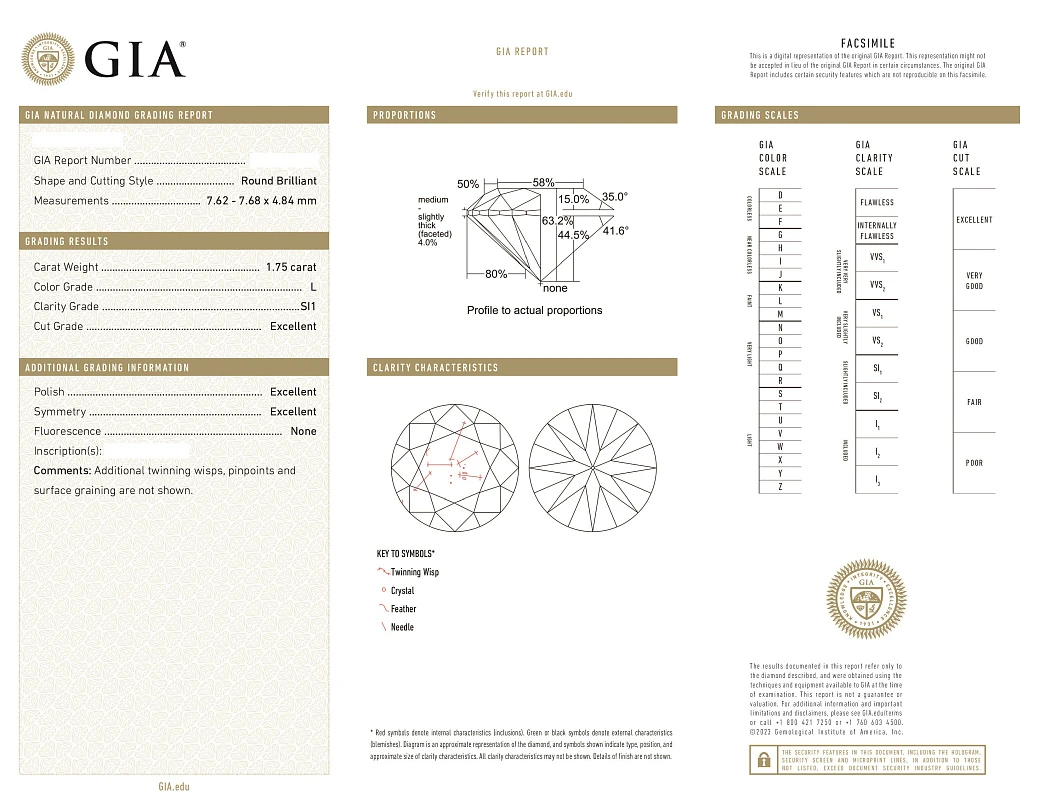 Украшение GIA  Серьги с бриллиантами 1,70/1,75 ct. L/Si1 (3 Excellent)   