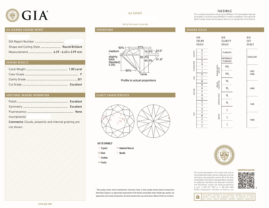 Украшение NO NAME  Серьги С Бриллиантами 1,00/1,01 Ct. F/Si1   