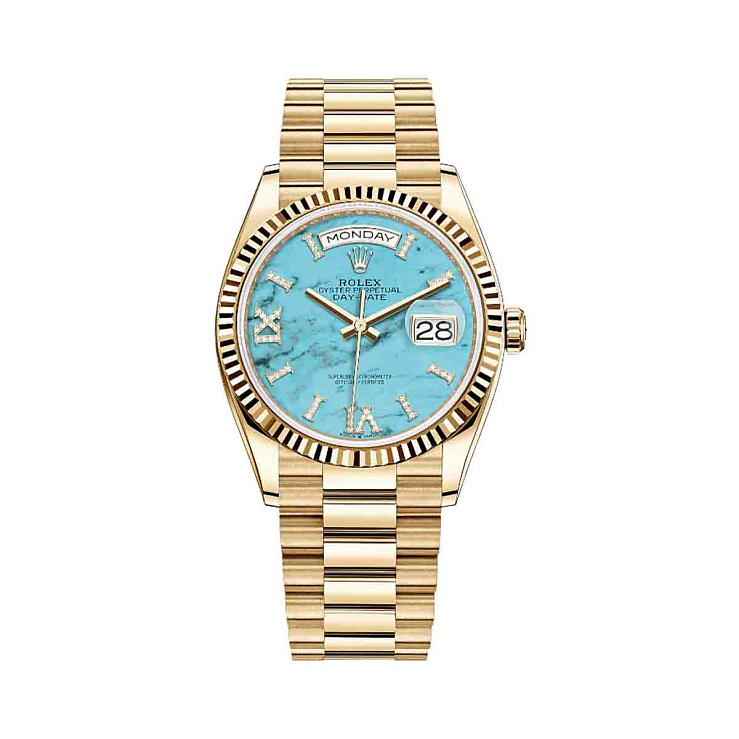 Часы Rolex  Day-Date 36Mm Yellow Gold Turquoise Dial  128238
