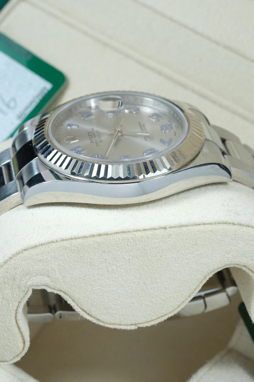 Часы Rolex  Oyster Perpetual Datejust Ii White Gold Fluted Bezel Silver Arabic Dial  116334