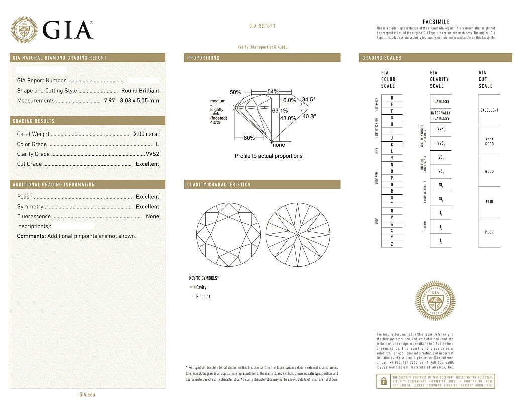 Украшение GIA  Кольцо с бриллиантом 2,00 ct. L/VVS2 (3 excellent)   