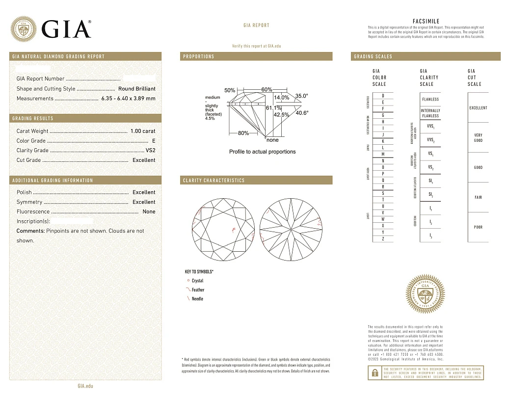 Украшение GIA  Серьги 1,00/1,02 ct. E/VS2 (3 excellent) Round Diamonds   