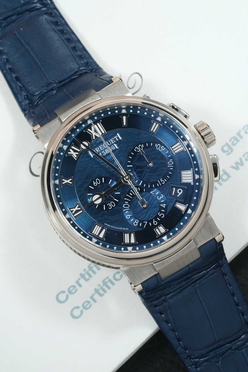 Часы Breguet  Marine Chronograph White Gold Blue Dial  5527BB/Y2/9WV