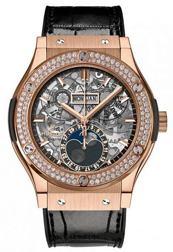 Заказать Hublot  Classic Fusion Aerofusion Moonphase King Gold Diamonds 45 Mm  517.OX.0180.LR.1104