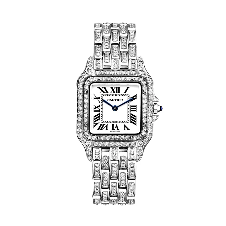 Часы Cartier  Medium Panthere De Cartier Custom Diamonds Full Pave  WSPN0015 FIX