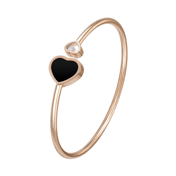 Украшение Chopard  Браслет Happy Hearts Bangle, Ethical Rose Gold, Diamond, Onyx  857482-5202 