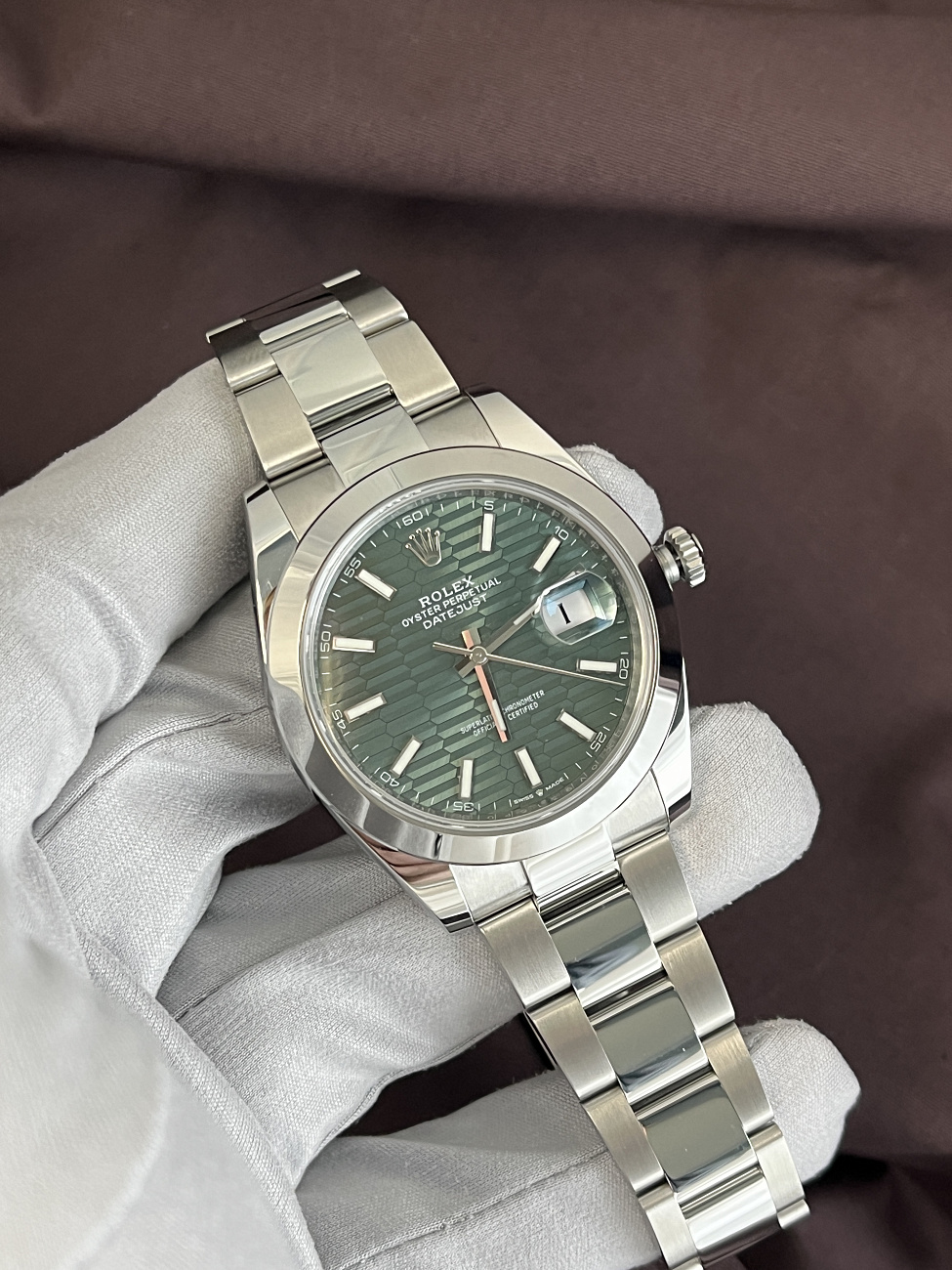 Часы Rolex  Datejust 41Mm Mint Green Motif Dial Stainless Steel  126300-0022