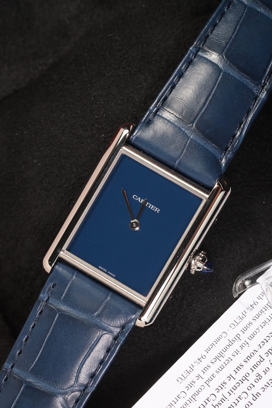 Часы Cartier  Tank Must De Cartier Blue Large  WSTA0055