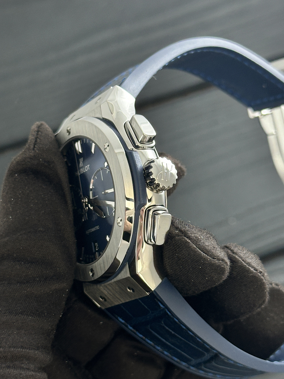 Часы Hublot  Classic Fusion Chronograph Titanium Blue 45 Mm  521.NX.7170.LR