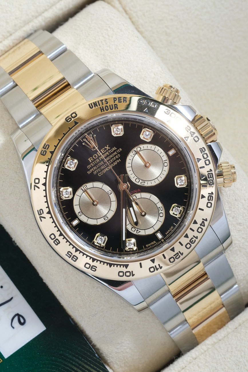 Часы Rolex  Cosmograph Daytona Steel & Yellow Gold Black Dial Diamond Index  126503-0002