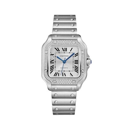 Часы Cartier  Santos De Cartier Medium Steel and Diamonds  W4SA0005