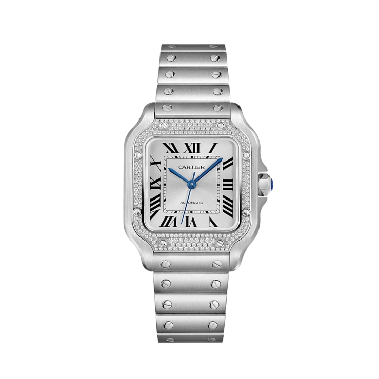 Часы Cartier  Santos De Cartier Medium Steel and Diamonds  W4SA0005