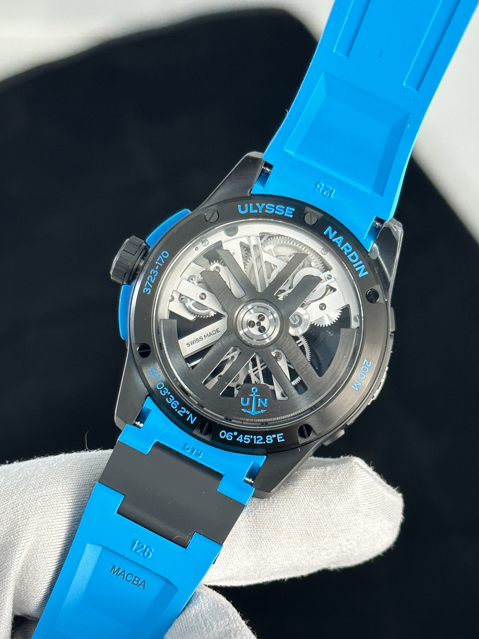 Часы Ulysse N  Diver X Skeleton Azure 44 mm  3723-170-2b/3a