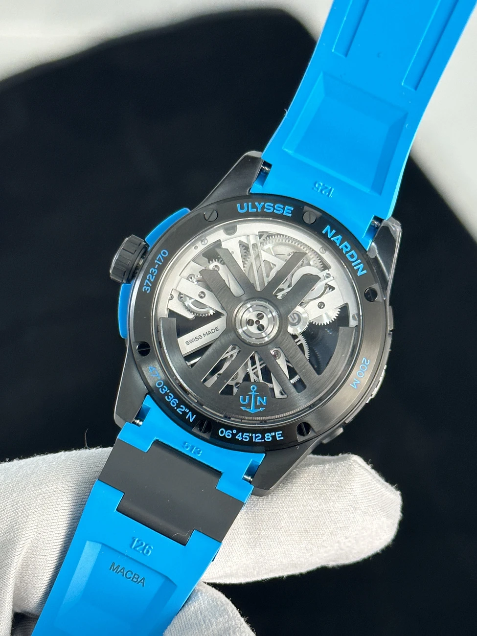 Часы Ulysse N  Diver X Skeleton Azure 44 mm  3723-170-2b/3a
