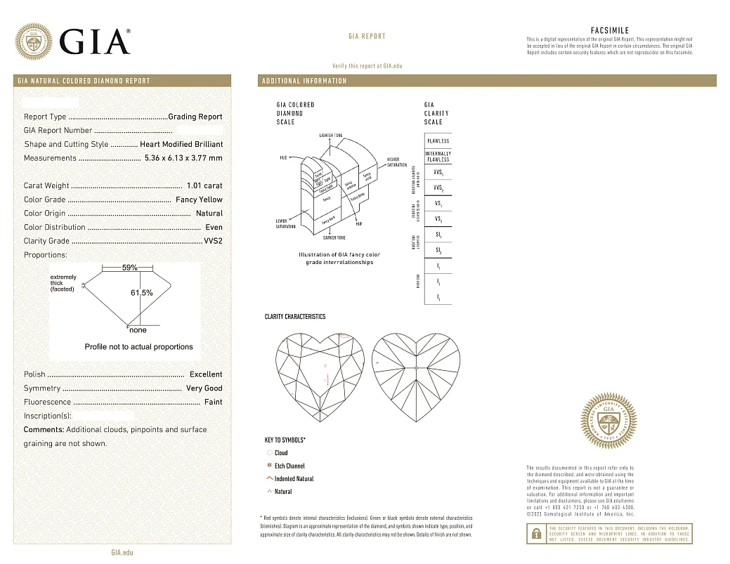 Украшение GIA  Серьги 1,01/1,01 ct. Fancy Yellow/VVS2-VS2 Heart Diamonds   
