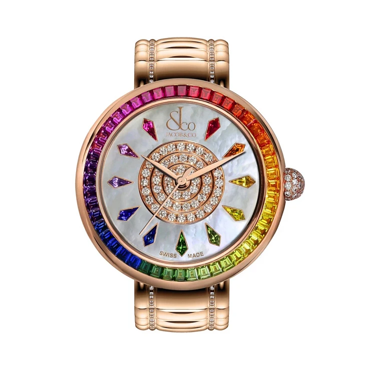 Часы Jacob &amp; Co  Rainbow Rose Gold Bracelet  BA537.40.GR.KW.A