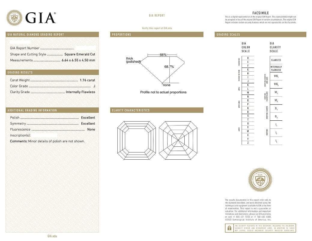 Украшение NO NAME  Кольцо С Бриллиантом 1,76 Ct. J/Internally Flawless   