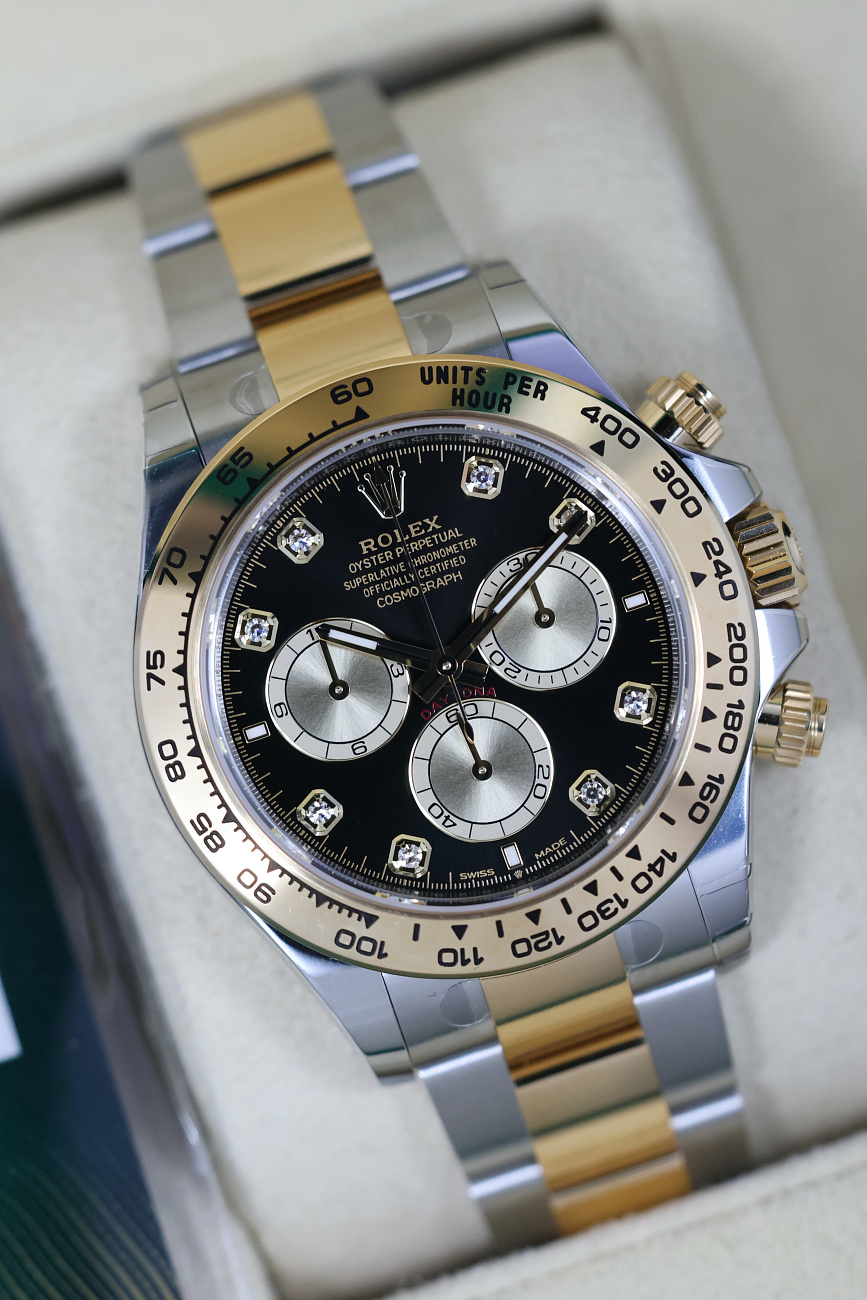 Часы Rolex  Cosmograph Daytona Steel & Yellow Gold Black Dial Diamond Index  126503-0002