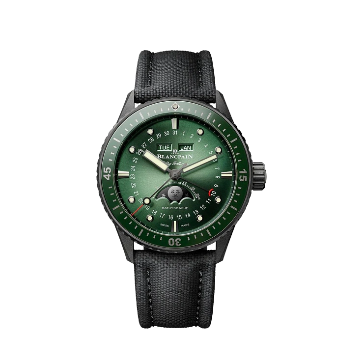 Часы Blancpain  Fifty Fathoms Bathyscaphe Quantieme Complet Phases De Lune Green Dial  5054 0153 B52A