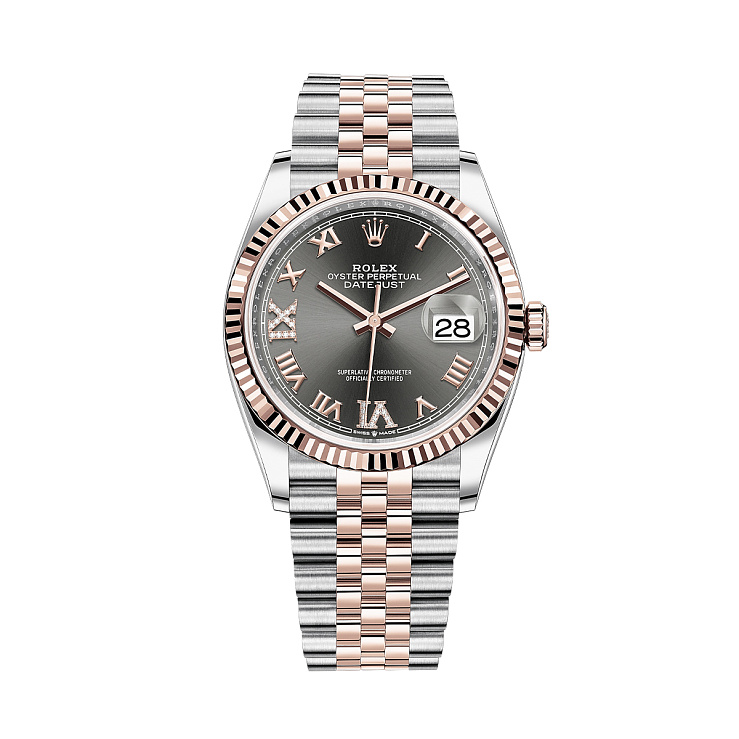 Часы Rolex  Datejust 36Mm Steel And Everose Gold Slate And 6, 9 Diamonds  126231