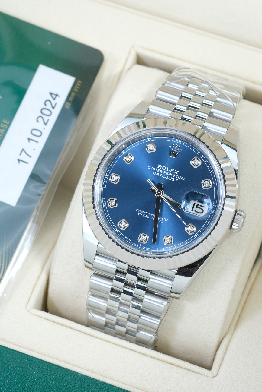 Часы Rolex  Oyster Perpetual Datejust 41Mm Blue Dial Diamond  126334