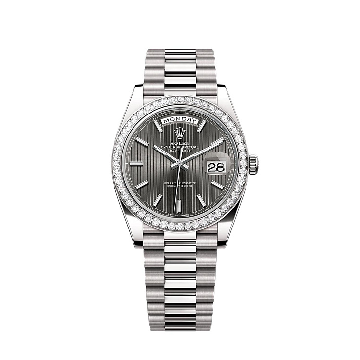 Часы Rolex  Oyster Perpetual Day-Date 40 Mm White Gold Stripe Motif Dial  228349rbr