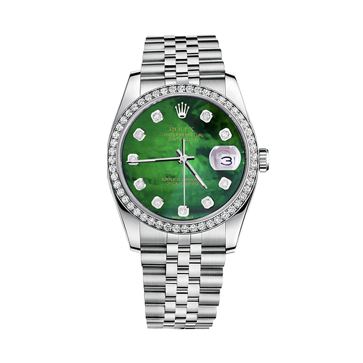 Часы Rolex  Datejust 36 Mm Custom Diamonds Green Dial  116200 FIX