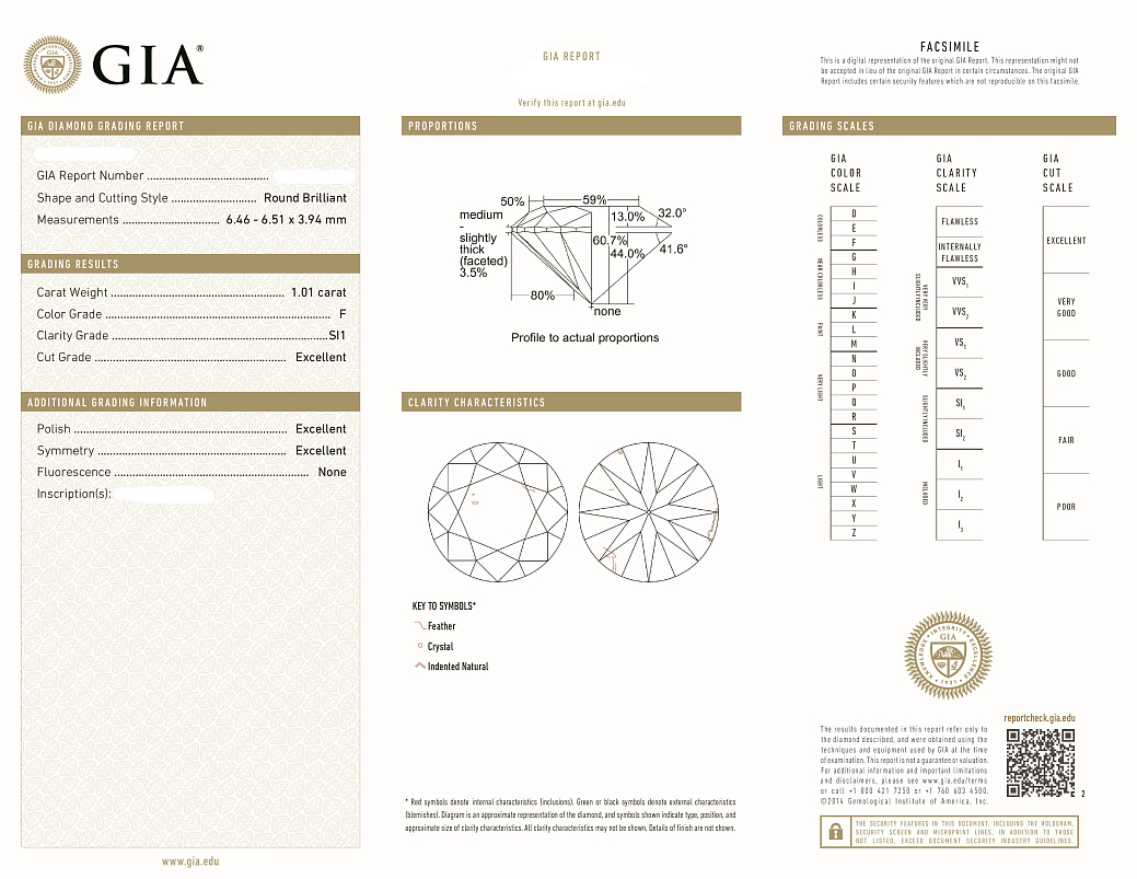 Украшение NO NAME  Серьги С Бриллиантами 1,00/1,01 Ct. F/Si1   