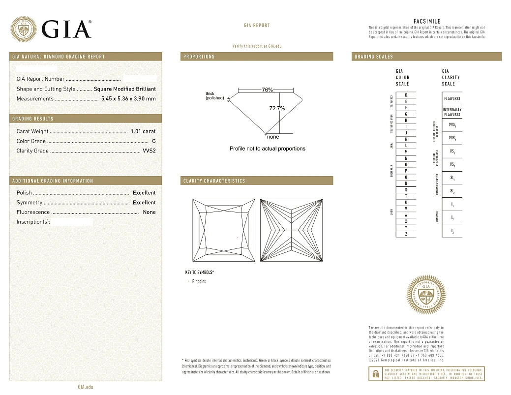 Украшение GIA  Серьги с бриллиантами 1,01/1,01 ct. G/VVS2   