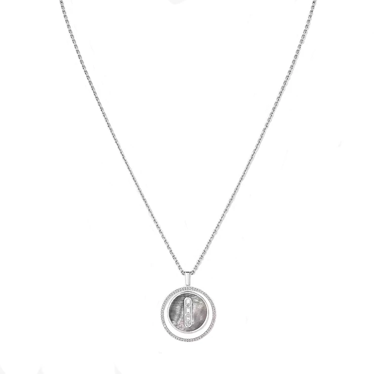 Украшение Messika  Grey Mother-Of-Pearl Lucky Move Mm  Lucky Move diamond and grey mother-of-pearl necklace 10837-WG 