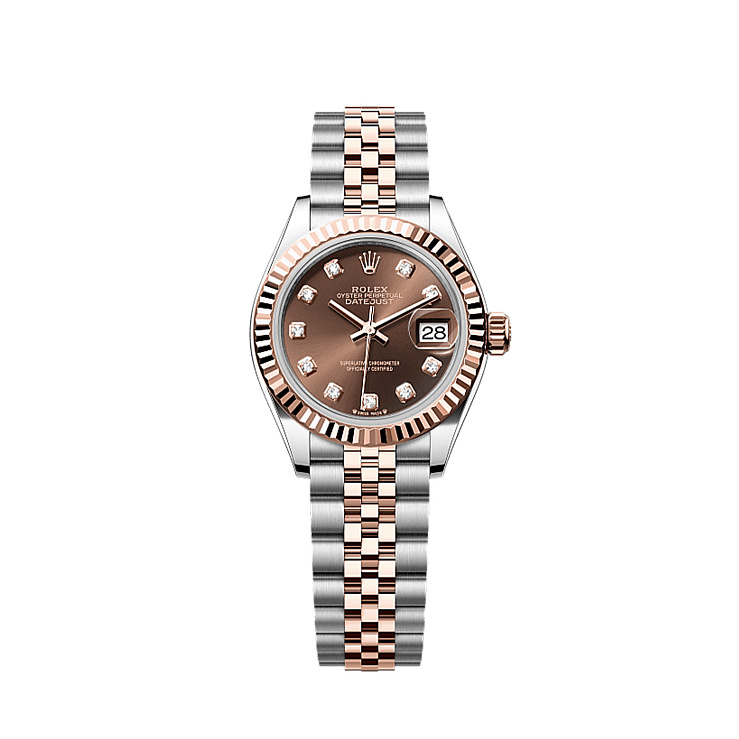 Часы Rolex  Lady-Datejust 28 Oystersteel And Everose Gold Chocolate Diamond-Set Dial  279171