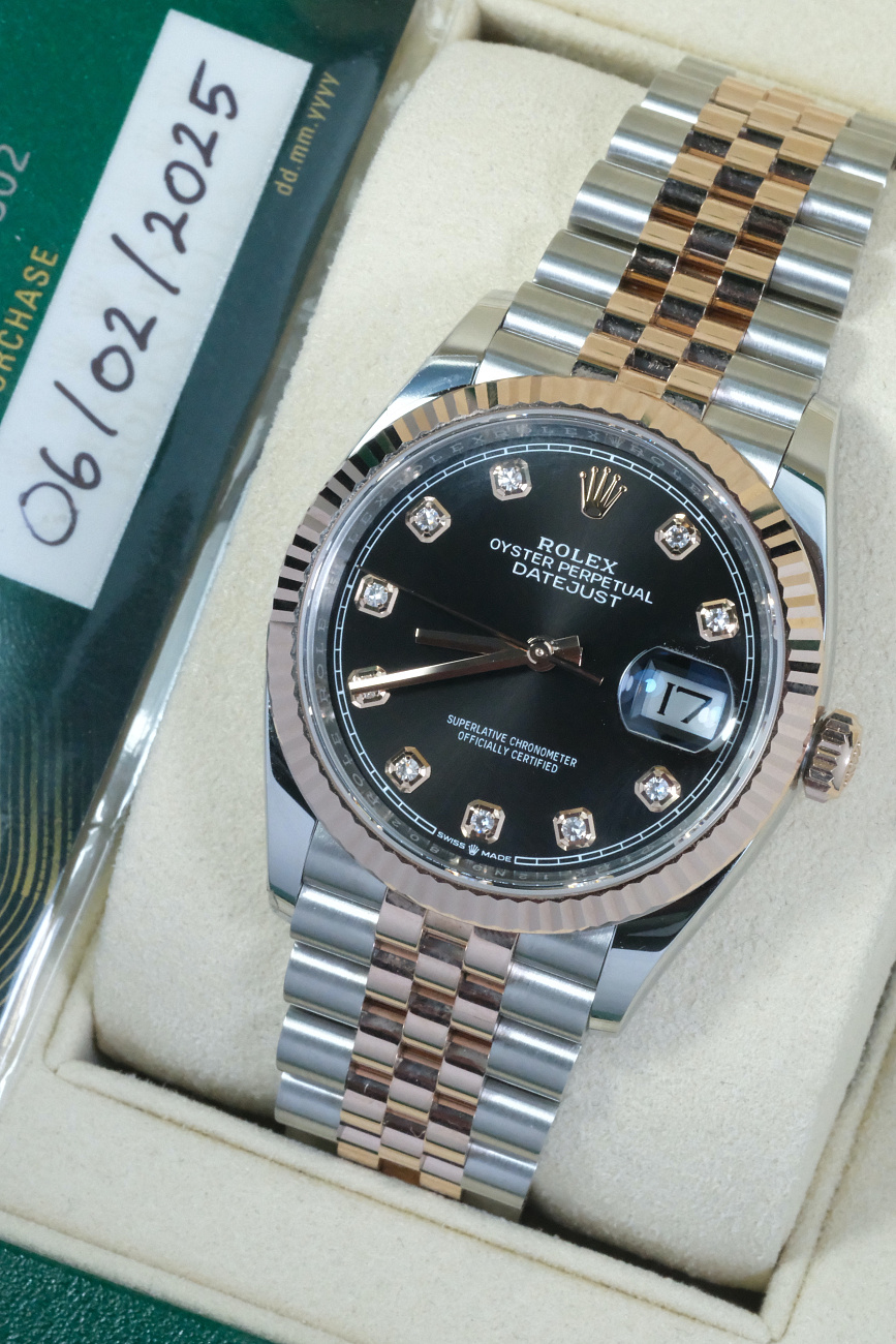 Часы Rolex  Datejust 36Mm Steel And Everose Gold Black Dial Diamonds-020  126231