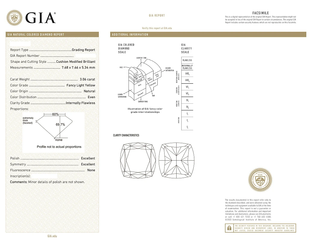 Украшение GIA  Серьги 3,06/3,35 ct. Fancy Light Yellow/Internally Flawless   