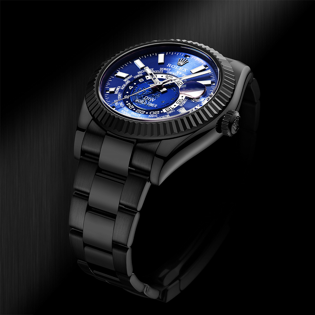 Rolex World Timer Black Dlc Blue