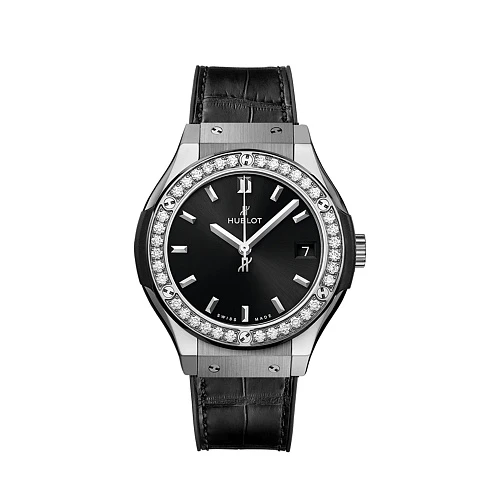 Часы Hublot  Classic Fusion Black Titanium Diamonds 33 Mm  581.NX.1470.LR.1104