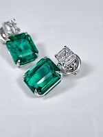 Украшение GRS GemResearch Swisslab  Серьги с изумрудами 9,20/9,46 ct. Vivid Green (Zambia)   